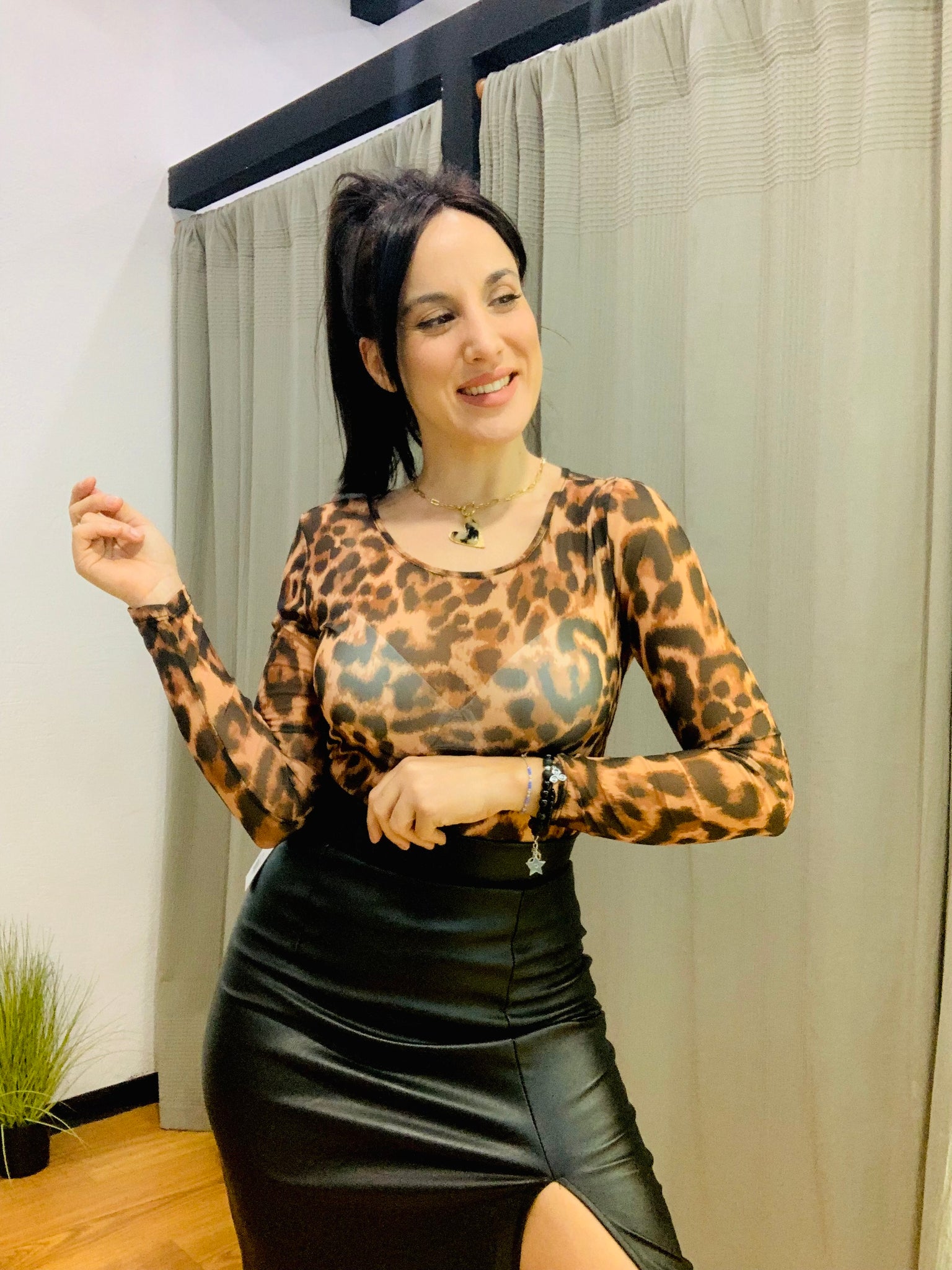 Camiseta trasparencia leopardo