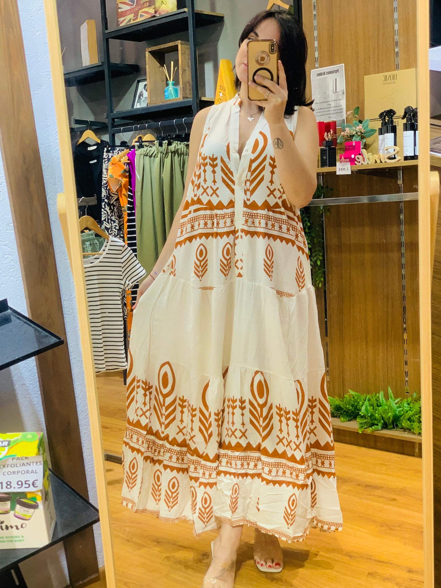 Vestido etniko beig y camel