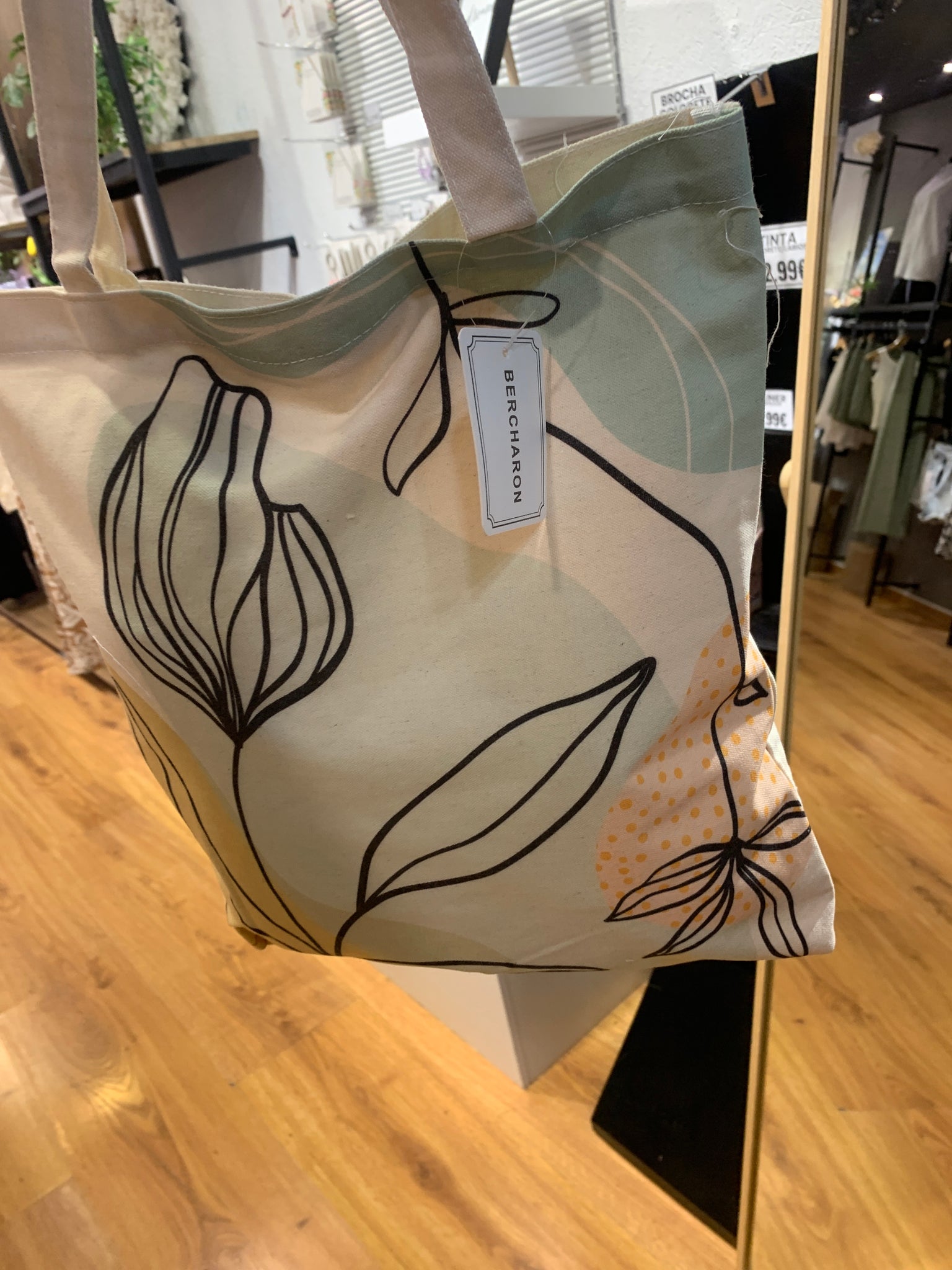 Bolsa tela puntitos flor