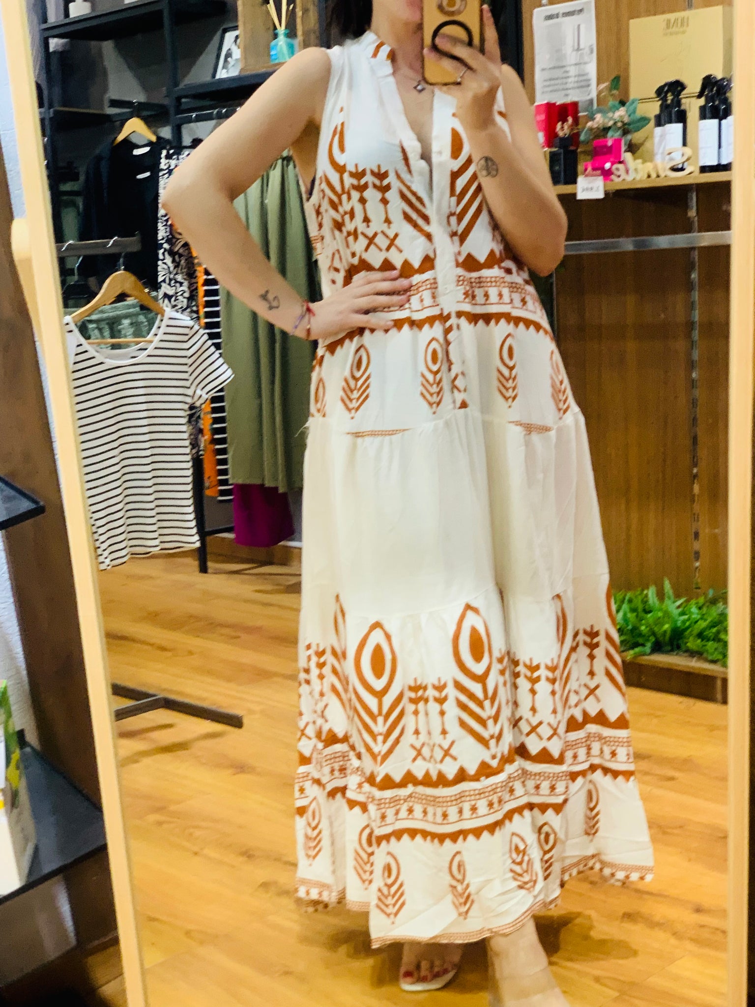 Vestido etniko beig y camel