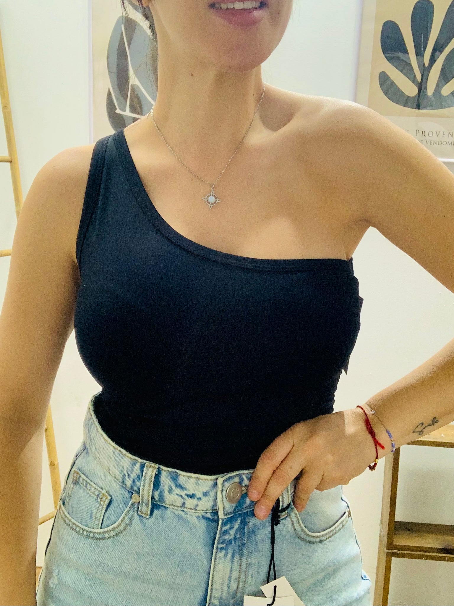 Top diosa negro elástico